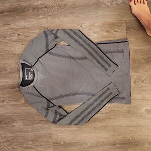 Figs Salta Underscub Top - Black & White Stripe